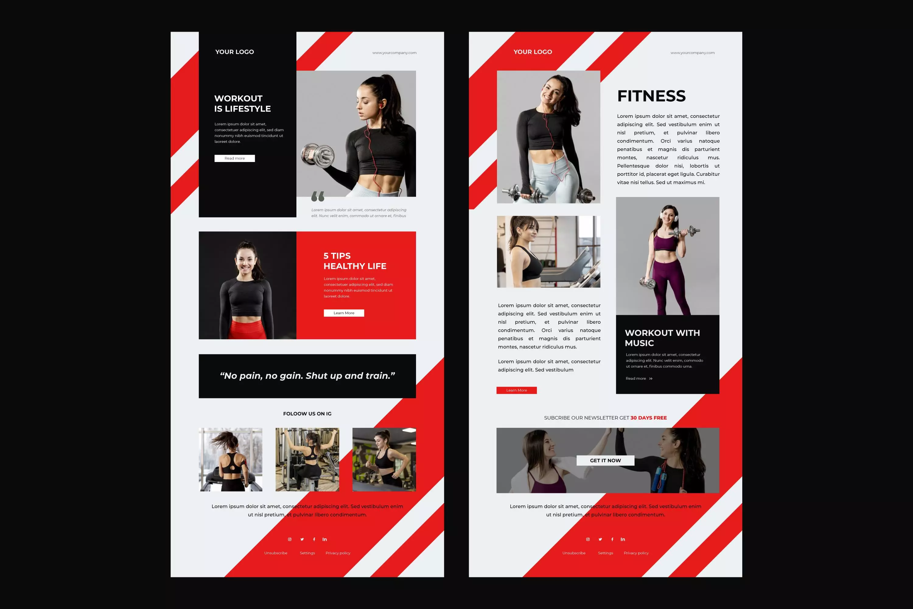 An email template for fitness bloggers