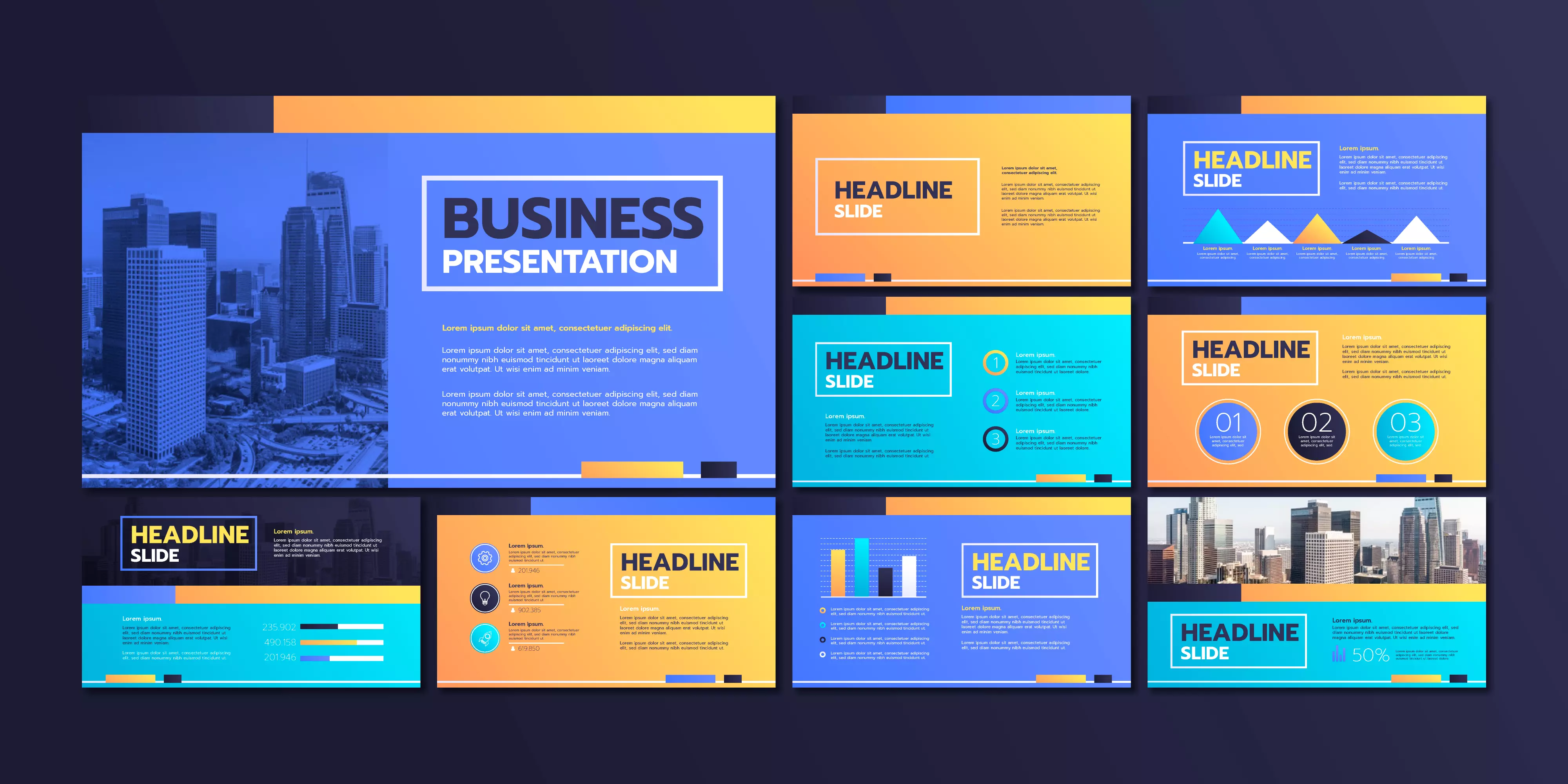 A complete template of a presentation for business