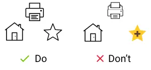 Example of correct and wrong icon design