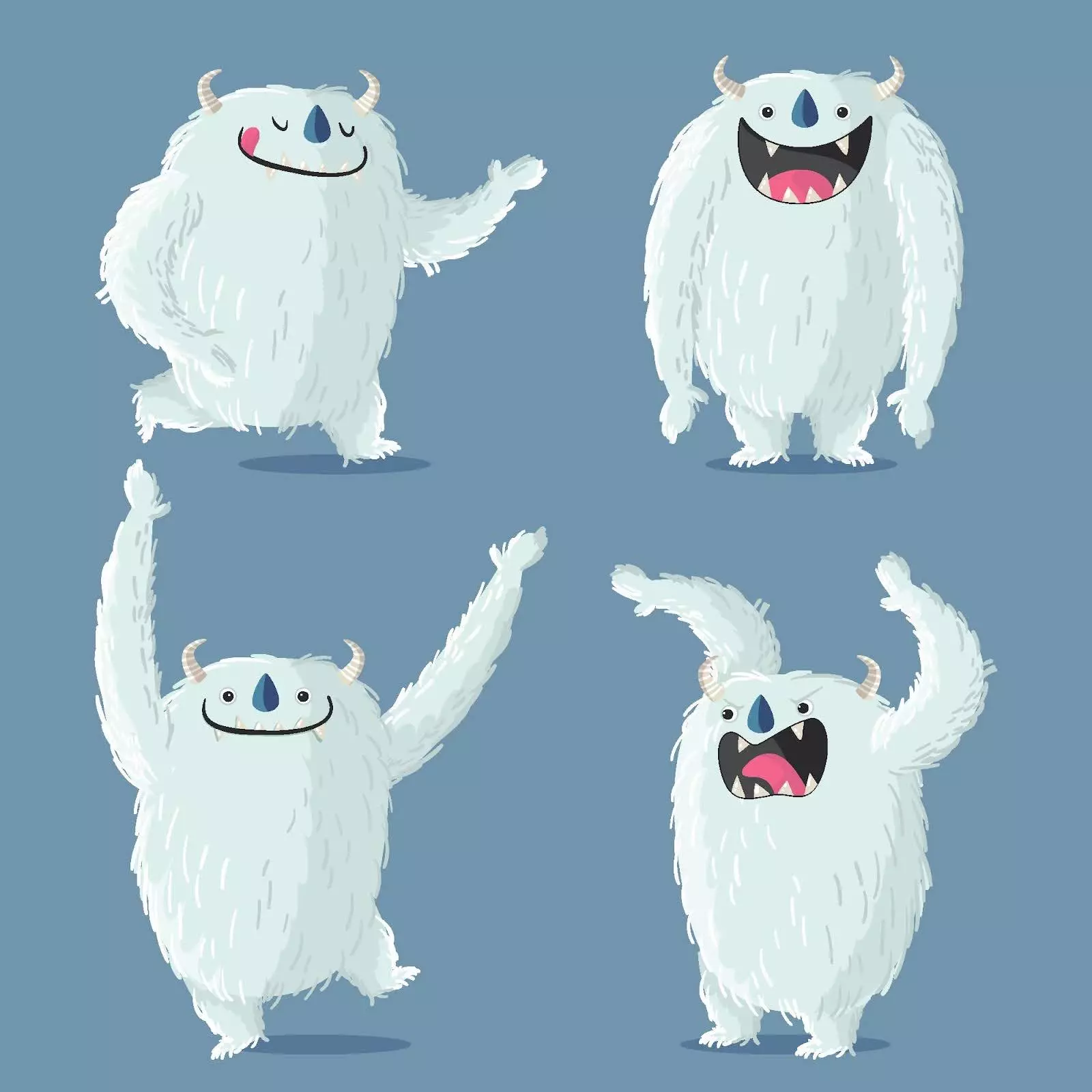 Cute monster design in different moods