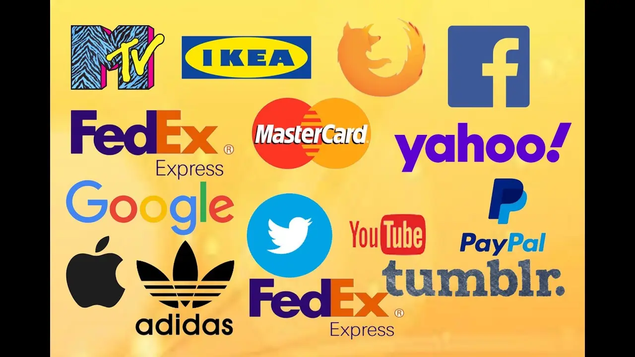 Different logos of famous companies, such as FireFox, yahoo!, Google and others