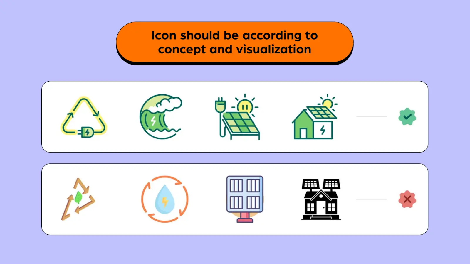 How icons should look like according to a certain concept