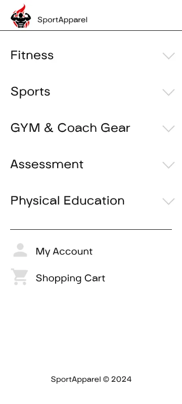 A well-designed menu for an exercise equipment store