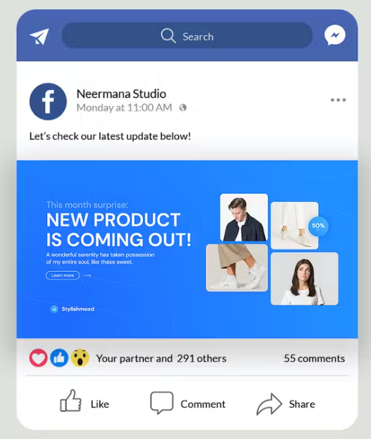 Example advertising on Facebook