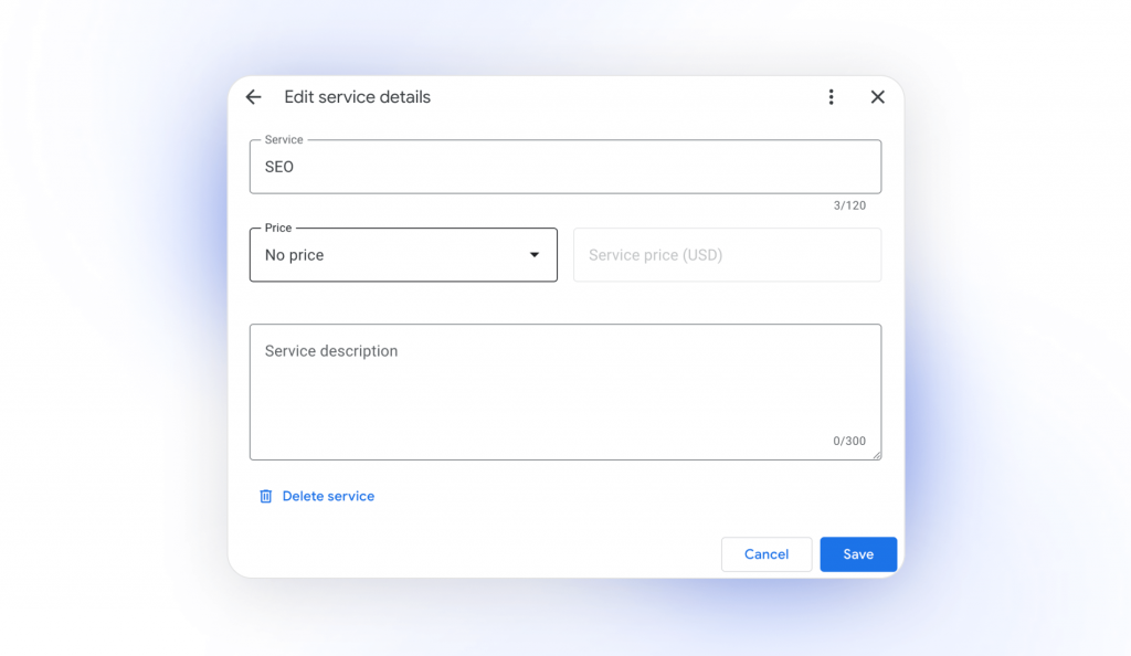 How to edit service details in GBP