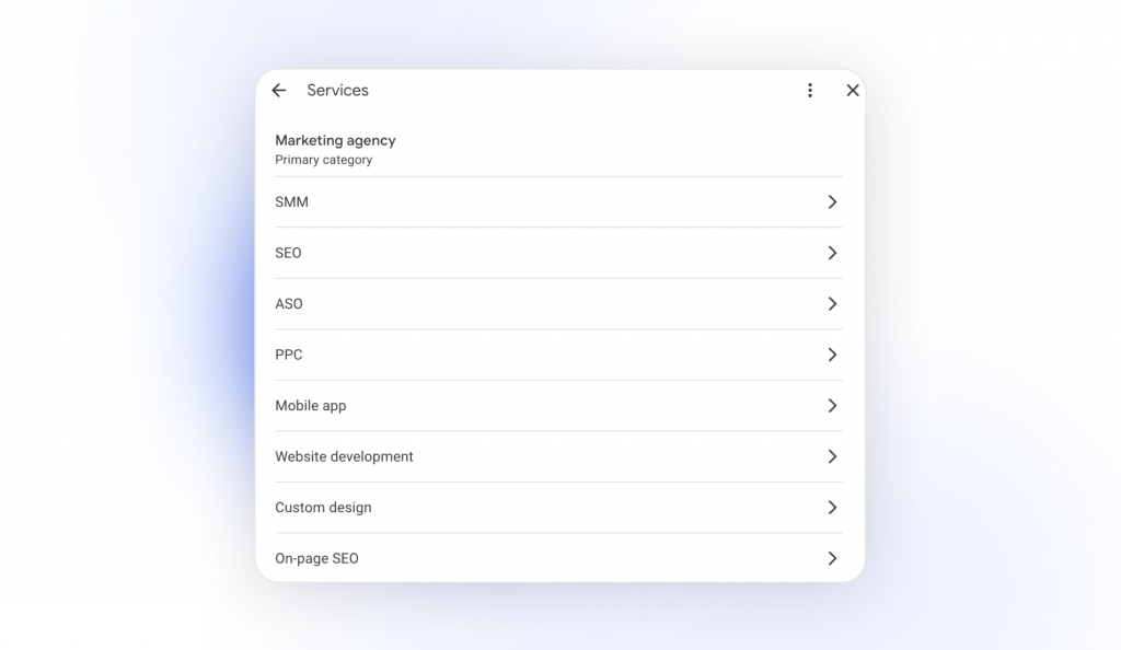 Adding services in GBP