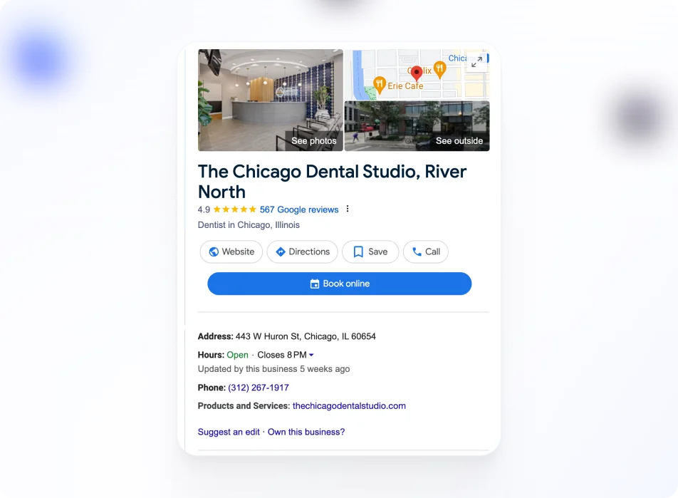 Example of a Google My Business profile of a Dental Studio