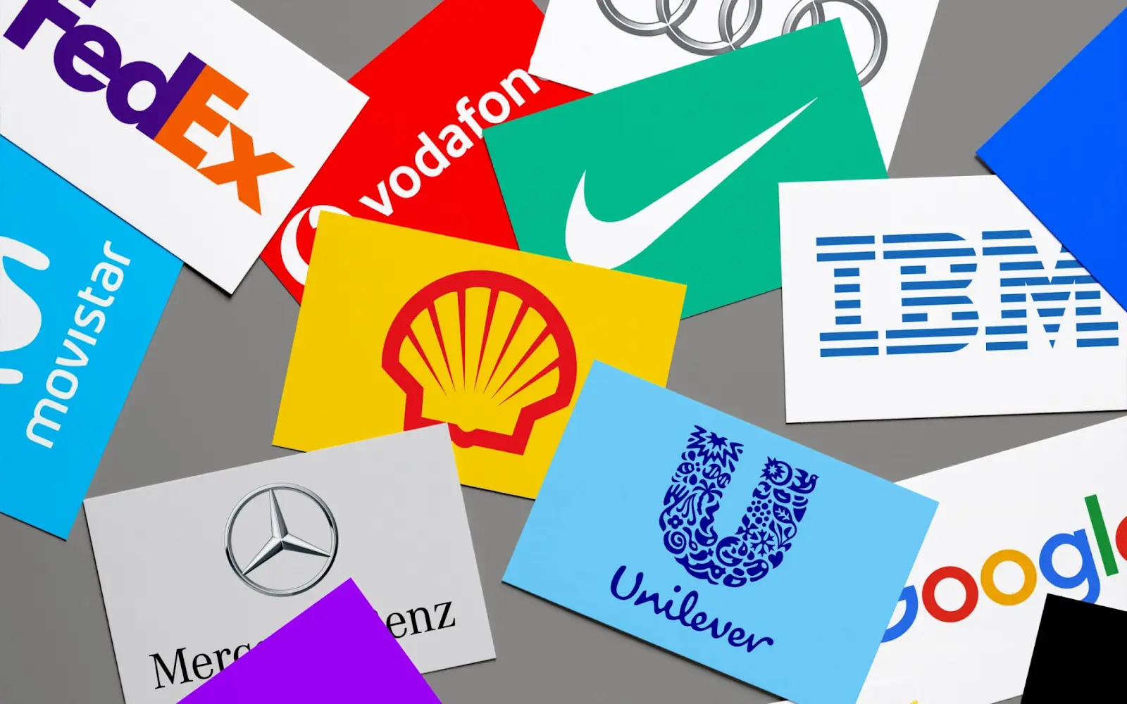 Logos of famous companies such as Shell, Unilever, vodafon, etc