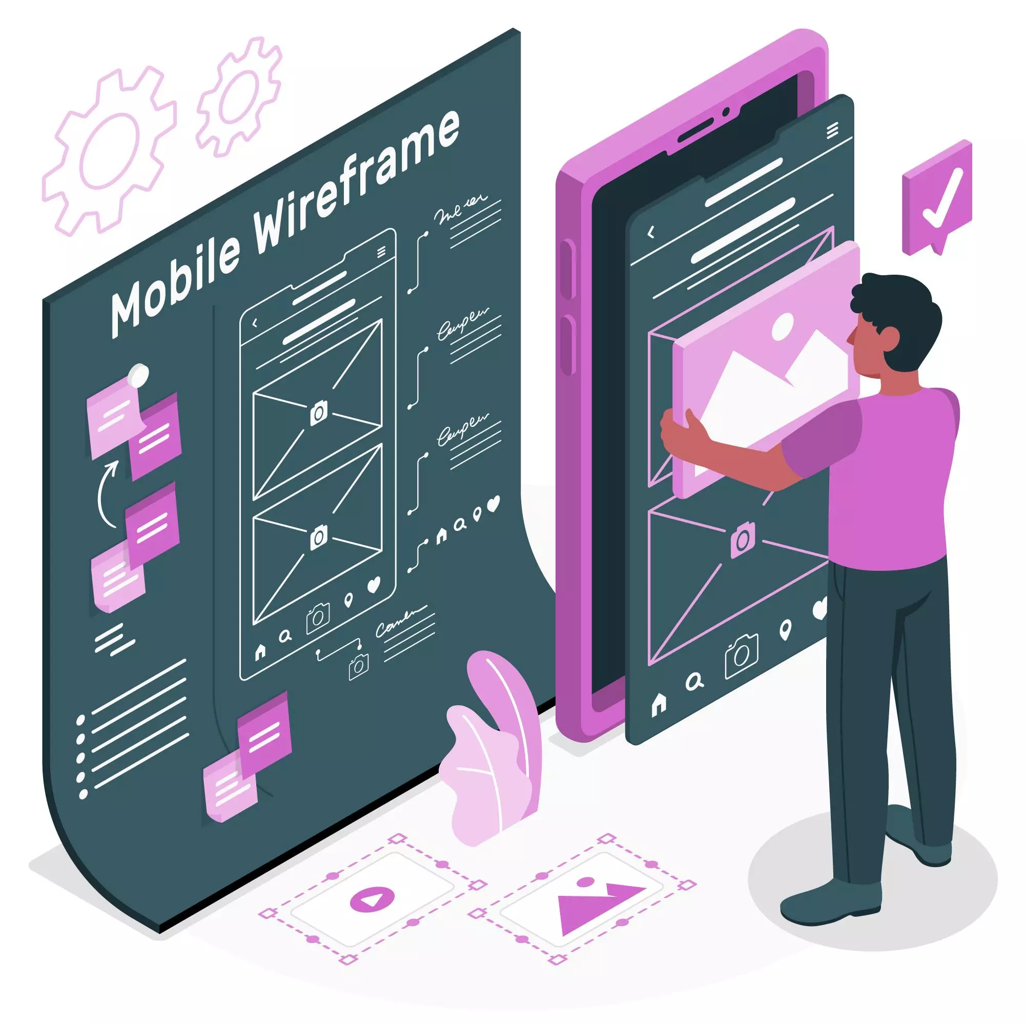 An art illustrating mobile wireframe creation