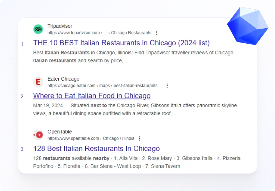Other search results for best Italian restaurants in Chicago Downtown