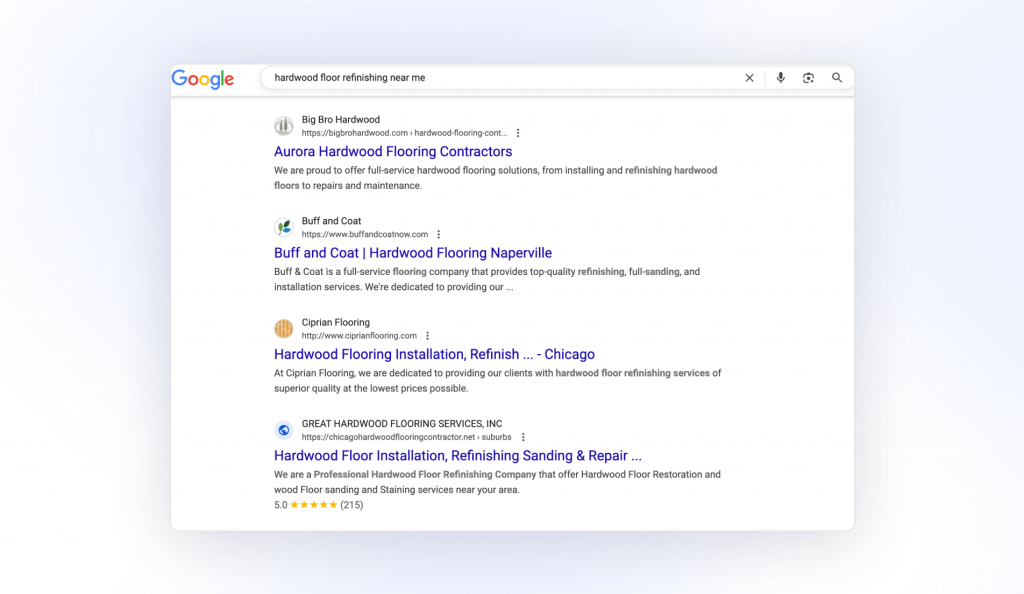 Local search results for hardwood floor refinishing