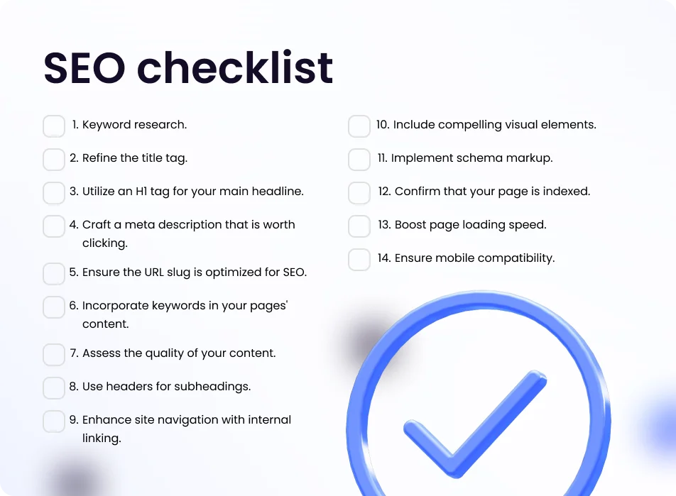 Checklist for SEO