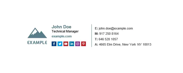 A template of an email signature for a technical manager