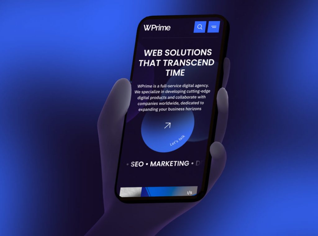 WPrime agency website on  mobile